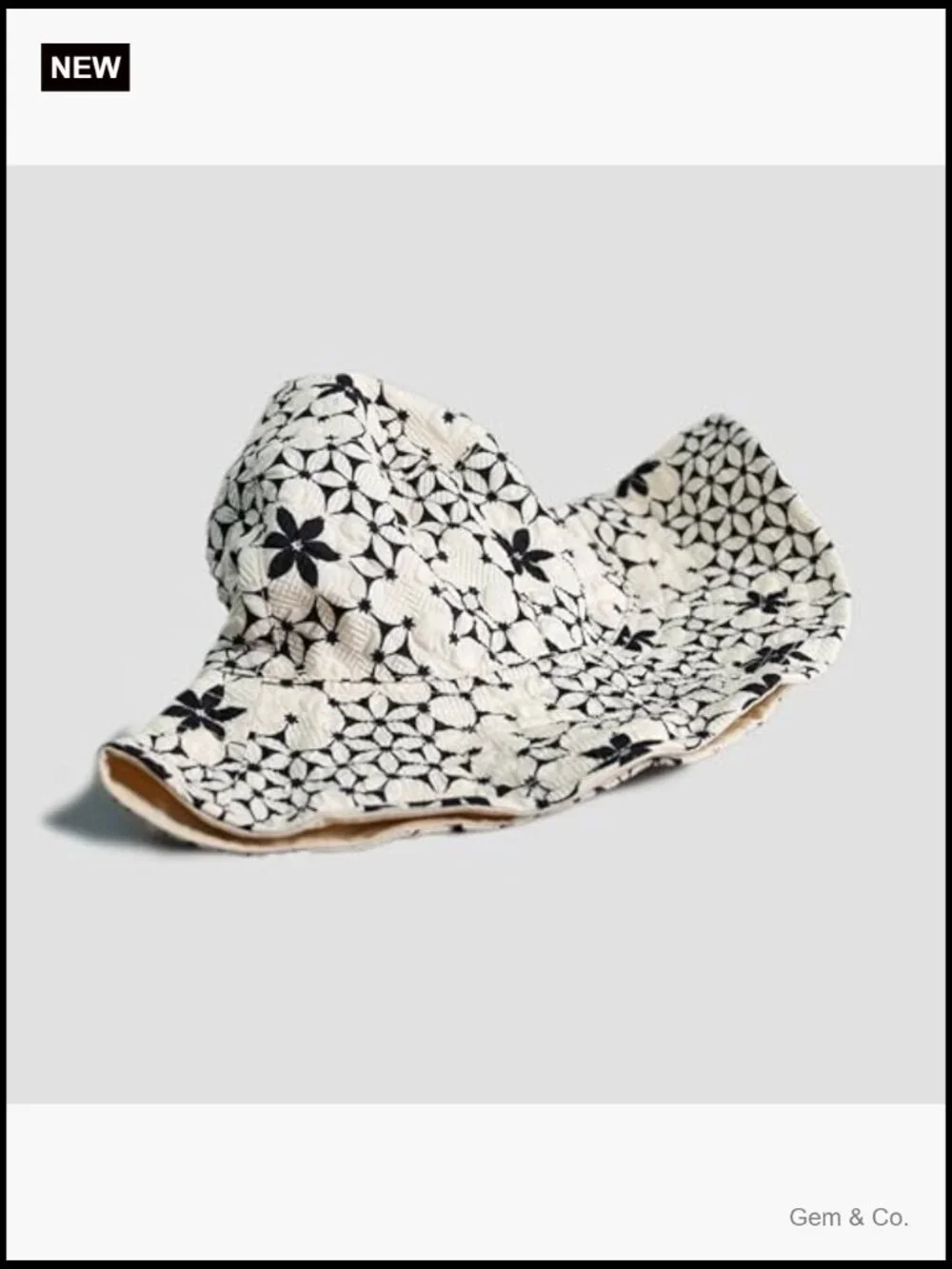 Wide Brim Bucket Hat with Floral Pattern - Lightweight Packable Pull-On